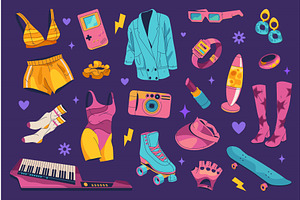 Set of vector icon of women items, an Object Illustration by Elegant Solution