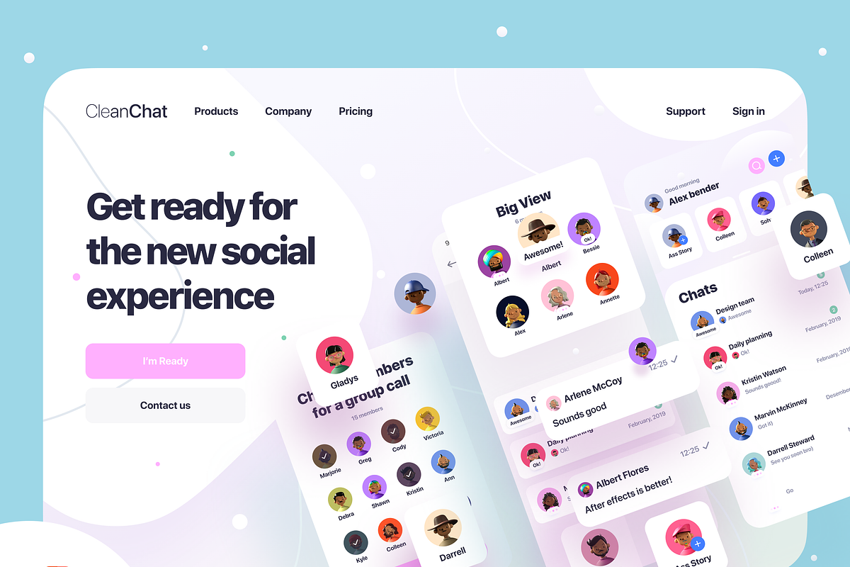 Clean Chat App UI, an App Template by ALEX BENDER UI STORE (Photo 2 of 6)