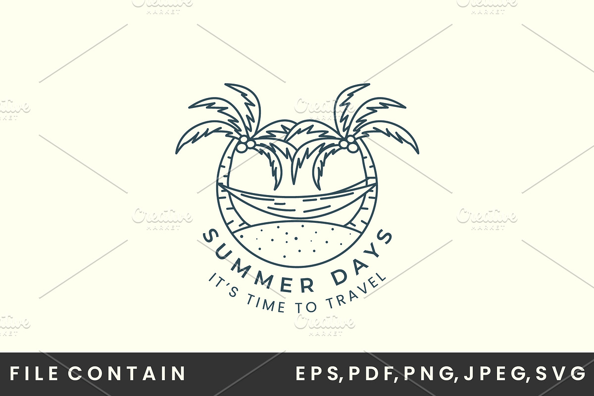Summer Paradise Badge Style Line Art, a Branding & Logo Template by SD 22