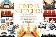 Watercolor Cinema Clipart, Theatre, a Technology Illustration by BrushstrokeArtGB (Thumbnail 1 of 9)