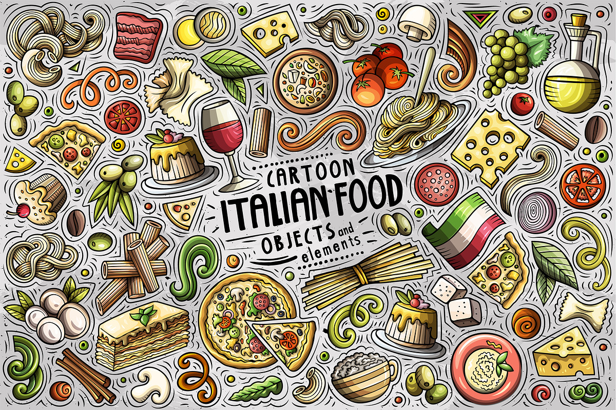 Italian Food Cartoon Objects Set, an Object Graphic by BALABOLKA (Photo 1 of 3)