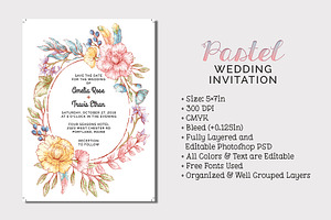 Pastel Wedding Invitation, an Invitation Template by Cyrah's Collection