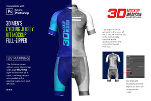 3d Mens Cycling Jersey Kit Fullzip