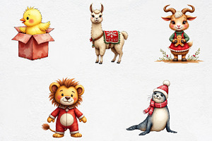 Patchwork Christmas Cute Animals Cli, an Illustration by CrexoraLab