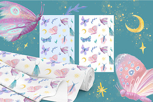 Magic Butterflies Watercolor Clipart