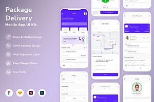 Package Delivery Mobile App UI Kit