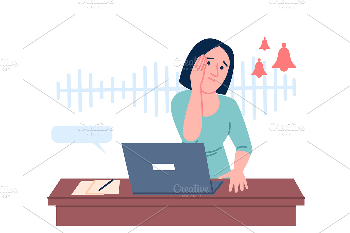 Girl scared work. Young woman, a Person Illustration by LadadikArt
