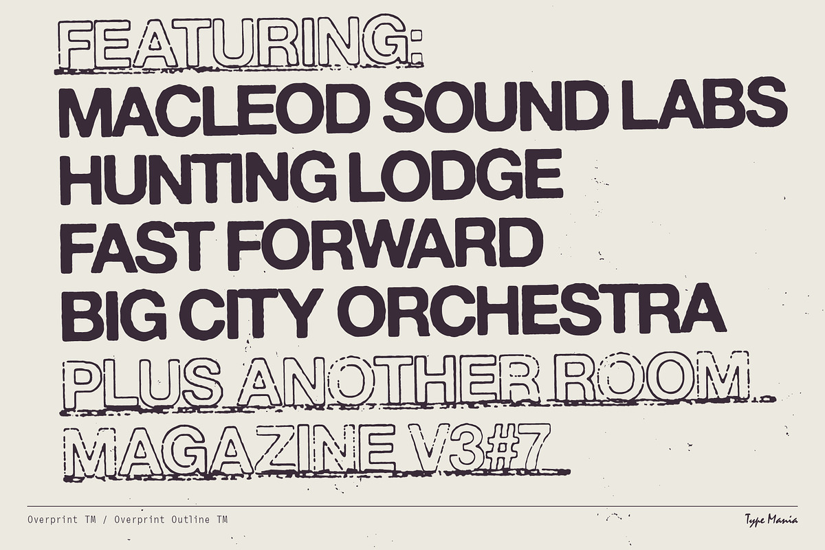Overprint TM – Distressed Sans Serif, a Sans Serif Font by Type Mania (Photo 4 of 10)