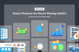 Smart Money Habits 3D Finance Icons, a Finance Illustration by twinstd