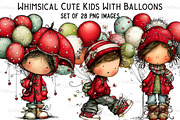 Whimsical Cute Kids With Balloons, an Illustration by Craft Nest (Thumbnail 1 of 7)