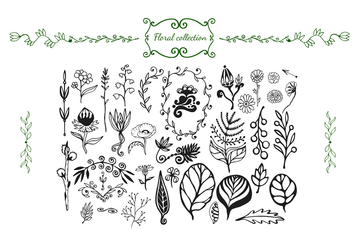 Wildflowers hand drawn collection, a Decorative Illustration by inkionia♥ (Photo 1 of 2)