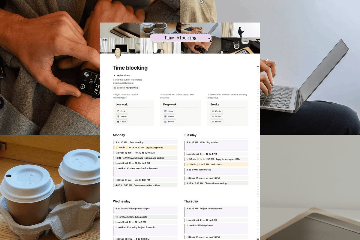 Time blocking - Notion template, an App Template by Iasan Design (Photo 1 of 7)