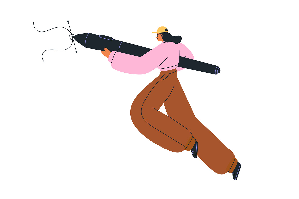 Creative people hold big stylus set, a Person Illustration by Good Studio (Photo 6 of 6)