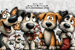 Whimsical Christmas Dog Clipart, a Seasonal Illustration by Rose Art