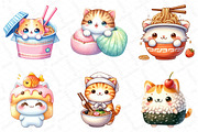 Kawaii Cat Japanese Food Clipart, an Illustration by DreamPrint404 (Thumbnail 4 of 6)