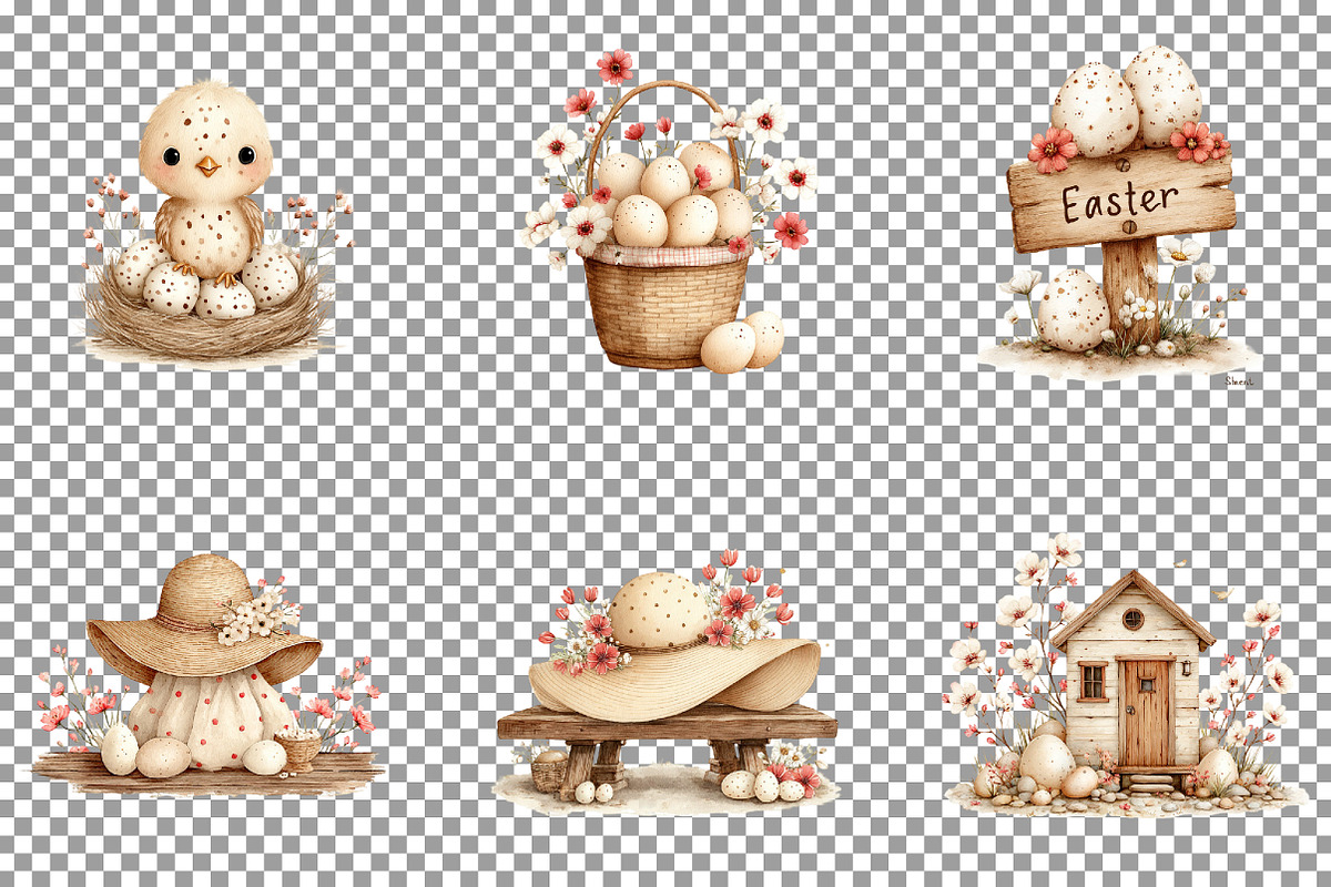 Watercolor Boho Easter Clipart Bundl, an Illustration by Sublimation Artist (Photo 4 of 7)