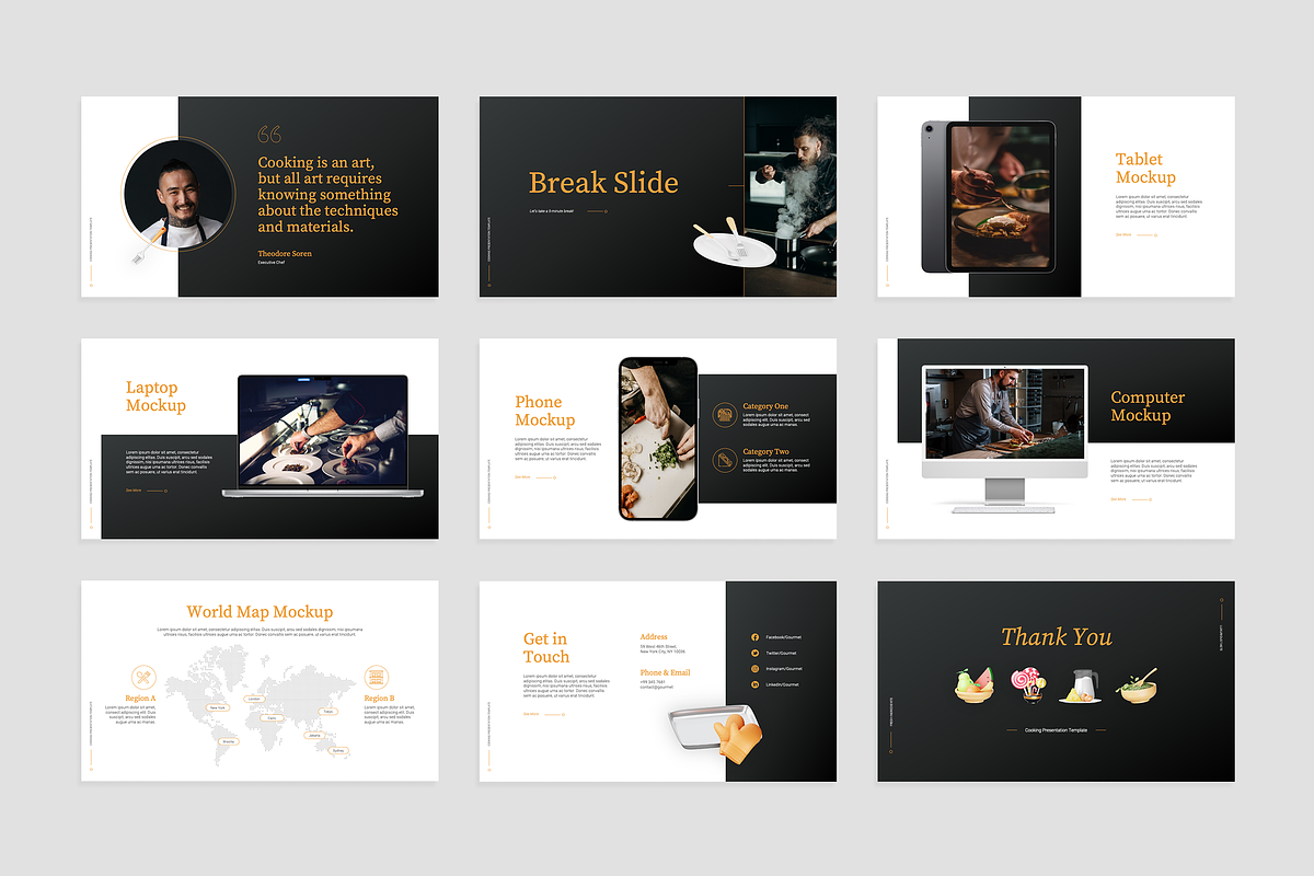 Cooking Google Slides Template, a Presentation Template by Flat Icons (Photo 4 of 7)