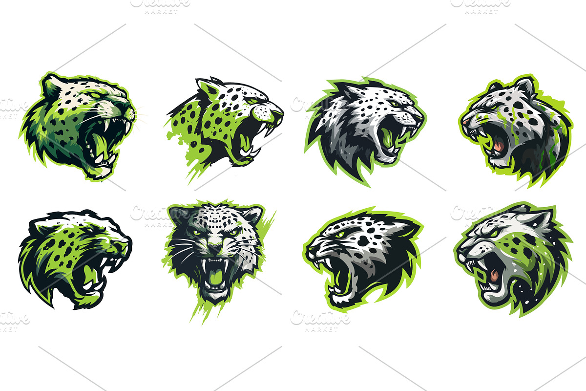 Leopard logo set. Green leopard, an Animal Illustration by Stock-Smart-Start