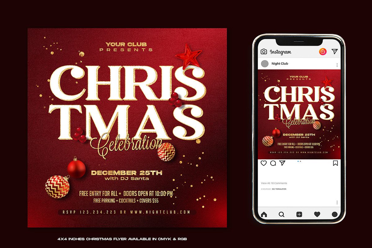 Christmas Party Flyer, a Flyer Template by Corrella Design