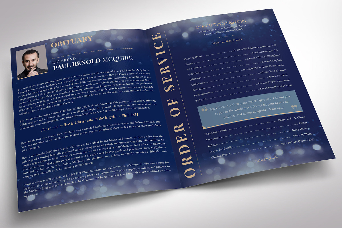 Blue Life Tabloid Funeral Program, a Brochure Template by Godserv Designs (Photo 3 of 11)