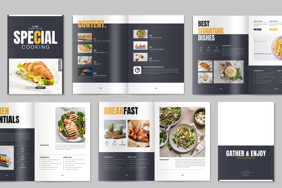 Cookbook Menu Brochure Canva, a Brochure Template by NorthPeak (Photo 2 of 6)