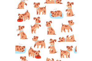 Puppy seamless pattern vector