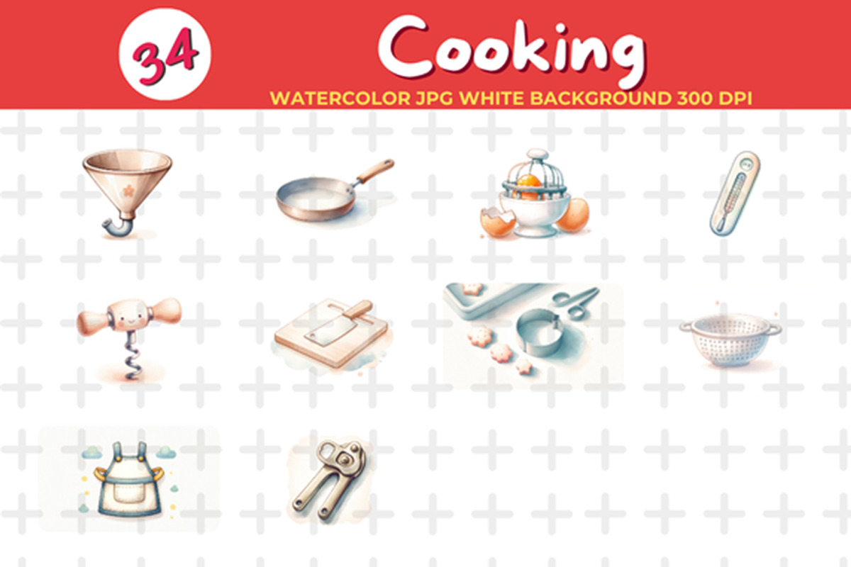 Cooking Watercolor Jpg Background, a Food Illustration by John_Walker (Photo 3 of 4)