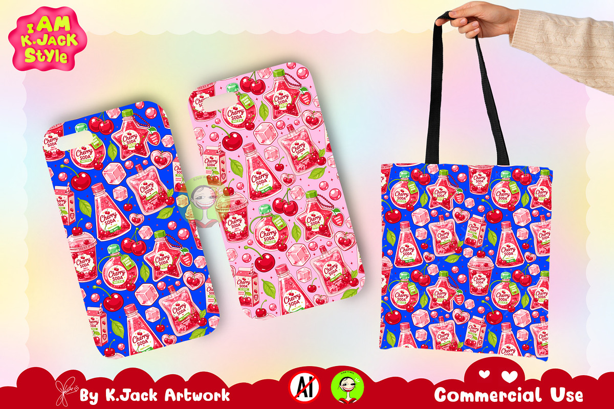 Cute Cherry Soda Seamless, a Background Graphic by K.JackArtwork (Photo 4 of 8)