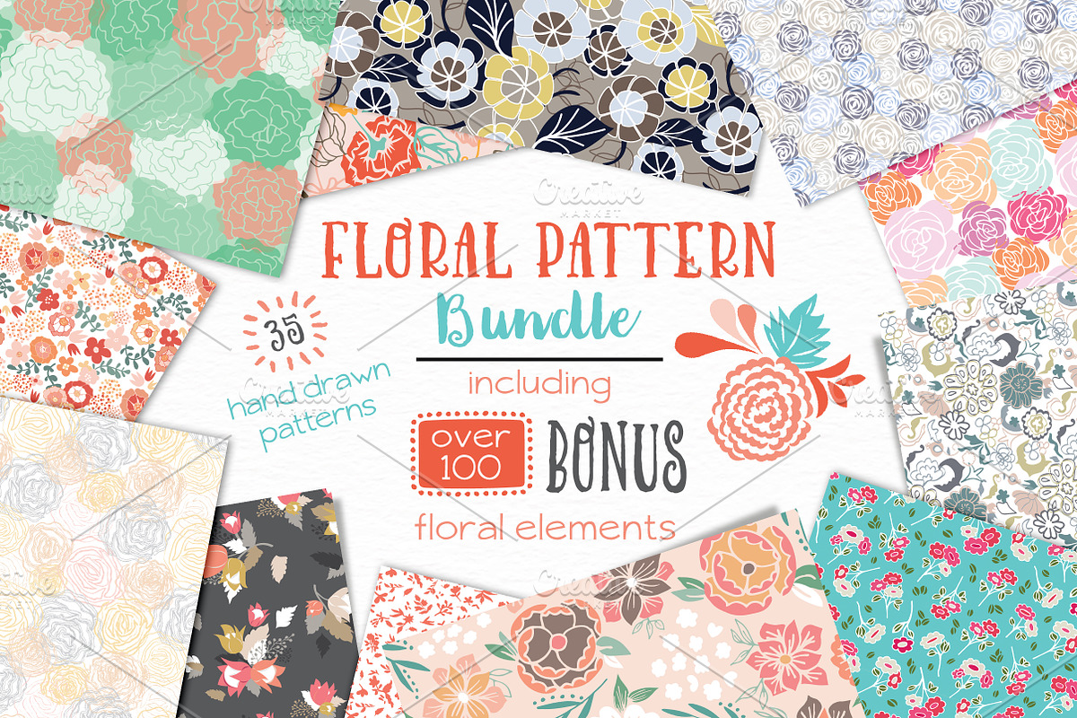 Vector Floral Pattern Bundle, a Pattern Graphic by patternpop studio (Photo 1 of 8)