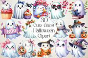 Cute Halloween Ghost Clipart, an Illustration by DreamPrint404 (Thumbnail 1 of 4)