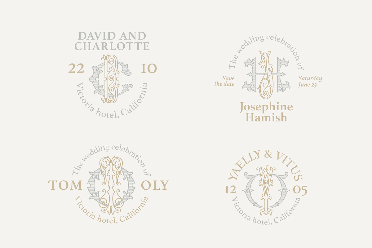 Wedding Monograms fonts set, a Serif Font by kaer_shop (Photo 2 of 10)
