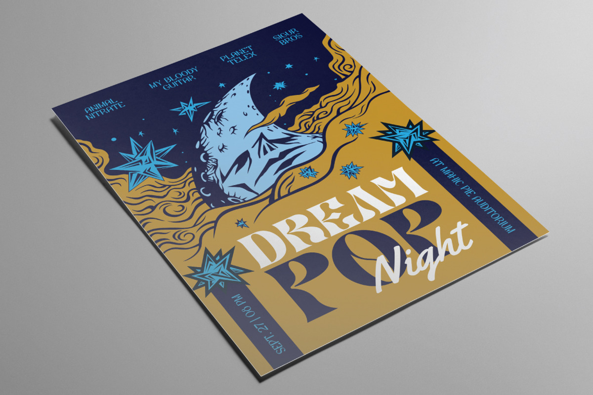 Sleeping Moon Hand Drawn Flyer, a Flyer Template by ashenterprise (Photo 1 of 3)