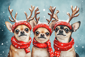Reindeer Chihuahuas Holiday Art, an Animal Illustration by Art Paradise Studios