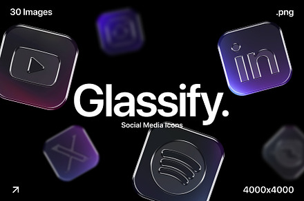 Glassify – Social Media Icons, a Solid Icon by Mockup Bureau