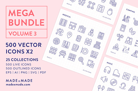 Mega Bundle Vol 3 Line Icons, an Outline Icon by Made by Made