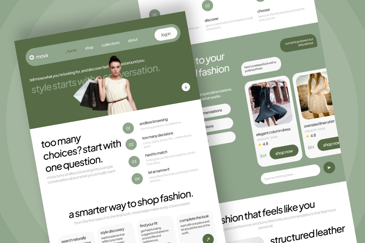 Mova AI Fashion Sales Agent Landing, a Landing Page Template by productype1 (Photo 4 of 5)