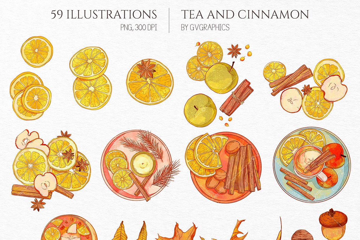 Tea and Cinnamon Collection, a Seasonal Illustration by GVGraphics (Photo 2 of 15)