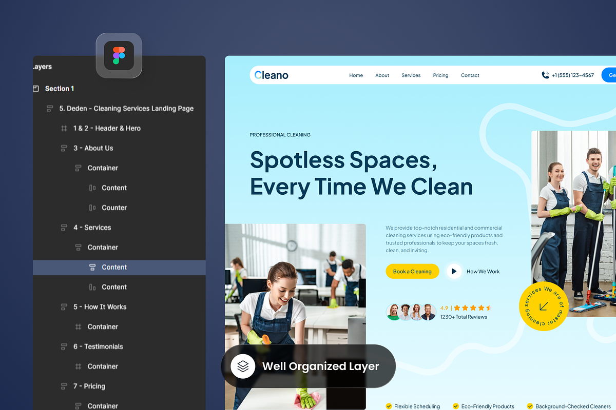 Cleano - Cleaning Services Landing, a Landing Page Template by SLAB! Design (Photo 2 of 4)