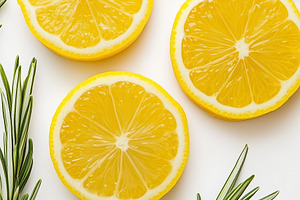 Lemon slices and rosemary isolated, a Food & Drink Photo by MistyDay