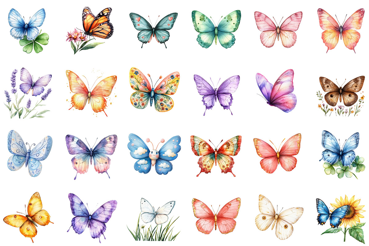 Summer Butterflies Garden Clipart, an Illustration by Sublimation Artist (Photo 2 of 6)