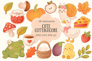 Cute Cottagecore Autumn Clipart Set, an Illustration by Bielousova Art