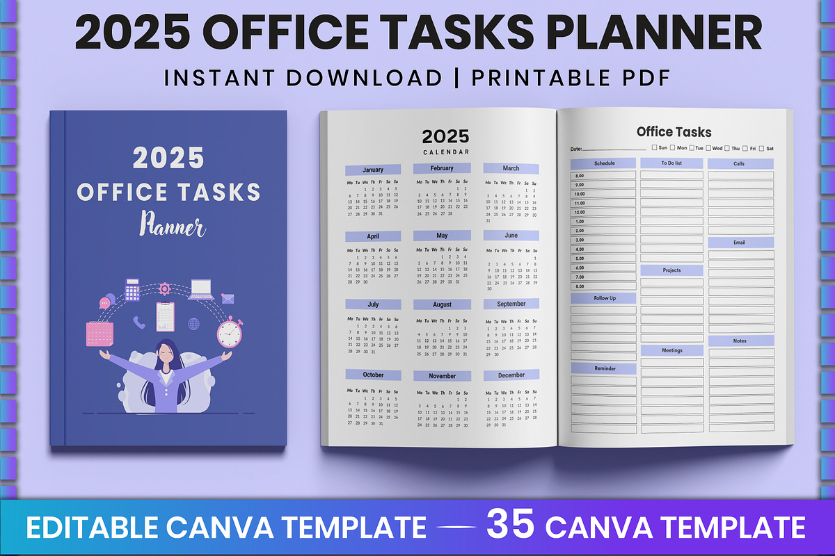 2025 Office Tasks Planner For Canva, a Stationery Template by Shumaya (Photo 1 of 5)