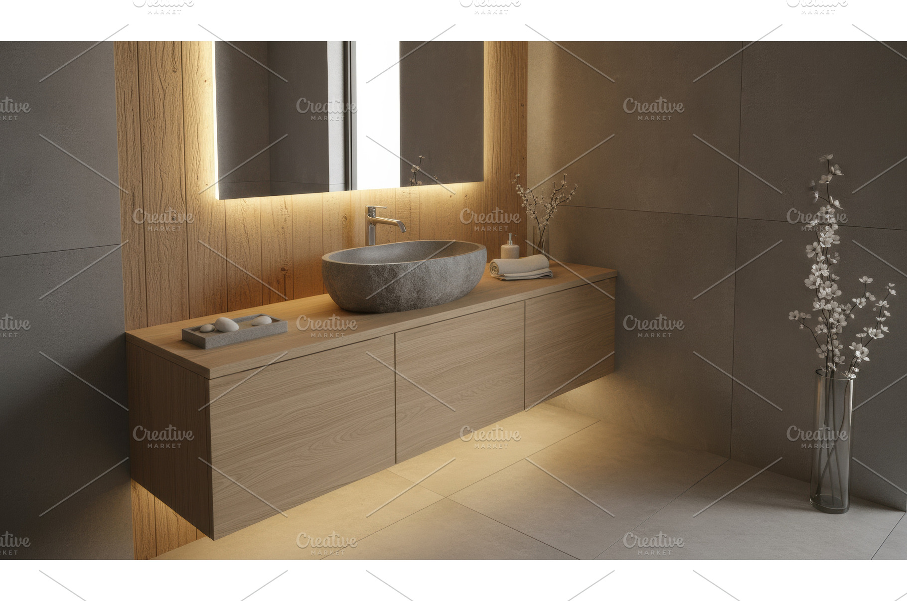 Modern bathroom vanity featuring a, a Nature Photo by Igor Tichonow