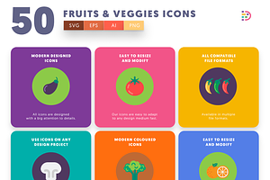 50 Fruits & Vegetable Icons