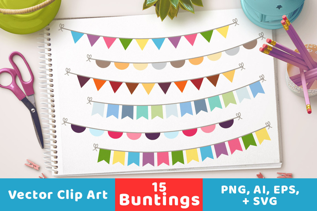 Bunting Banner Clipart, an Illustration by The Digital Download Shop (Photo 1 of 6)