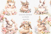 Floral easter bunny clipart, an Object Graphic by MyLittleMeow (Thumbnail 1 of 7)