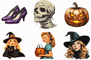 Retro Halloween Clipart, an Illustration by OK Design (Thumbnail 2 of 5)