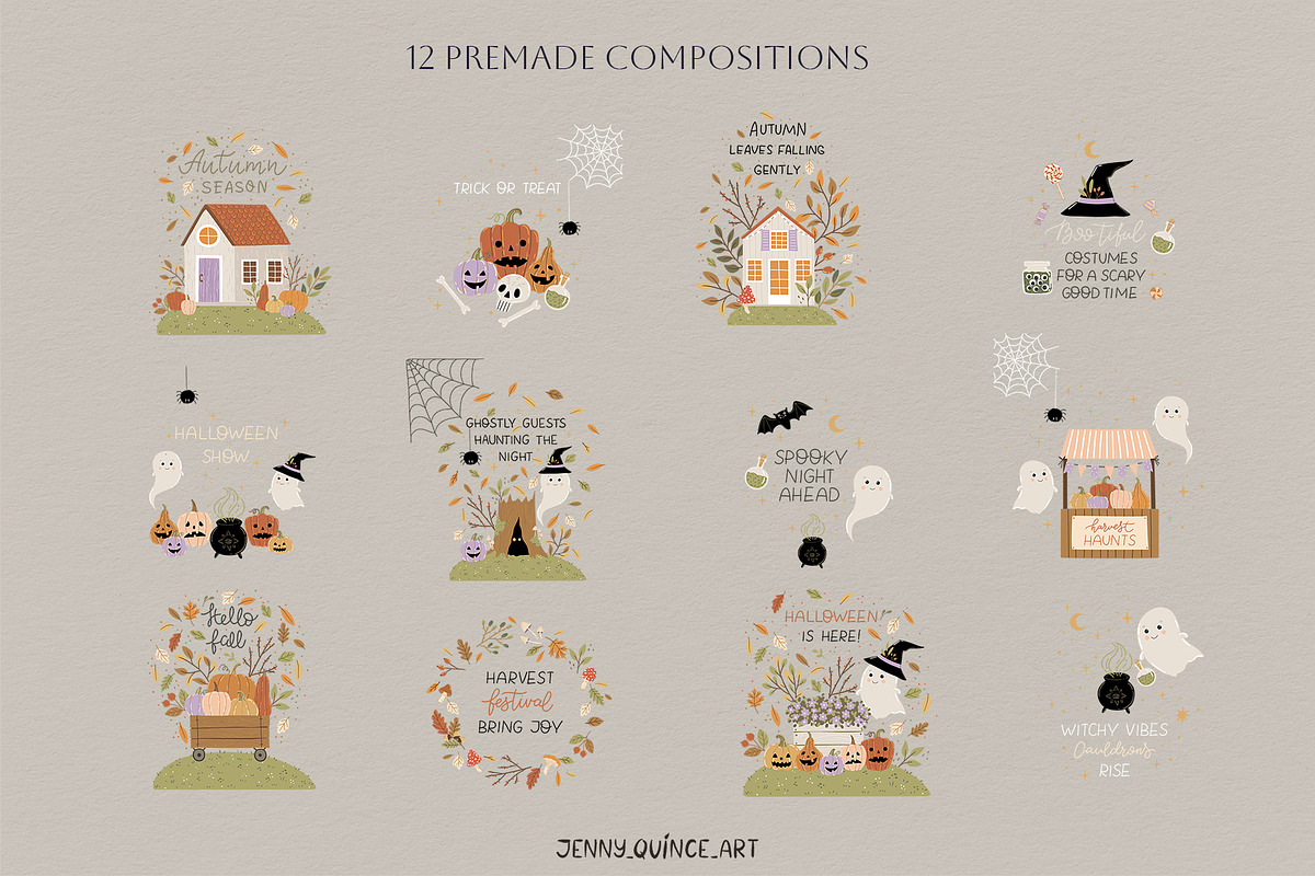 Halloween Vector Clipart & Patterns, a Decorative Illustration by Jenny Quince (Photo 6 of 14)