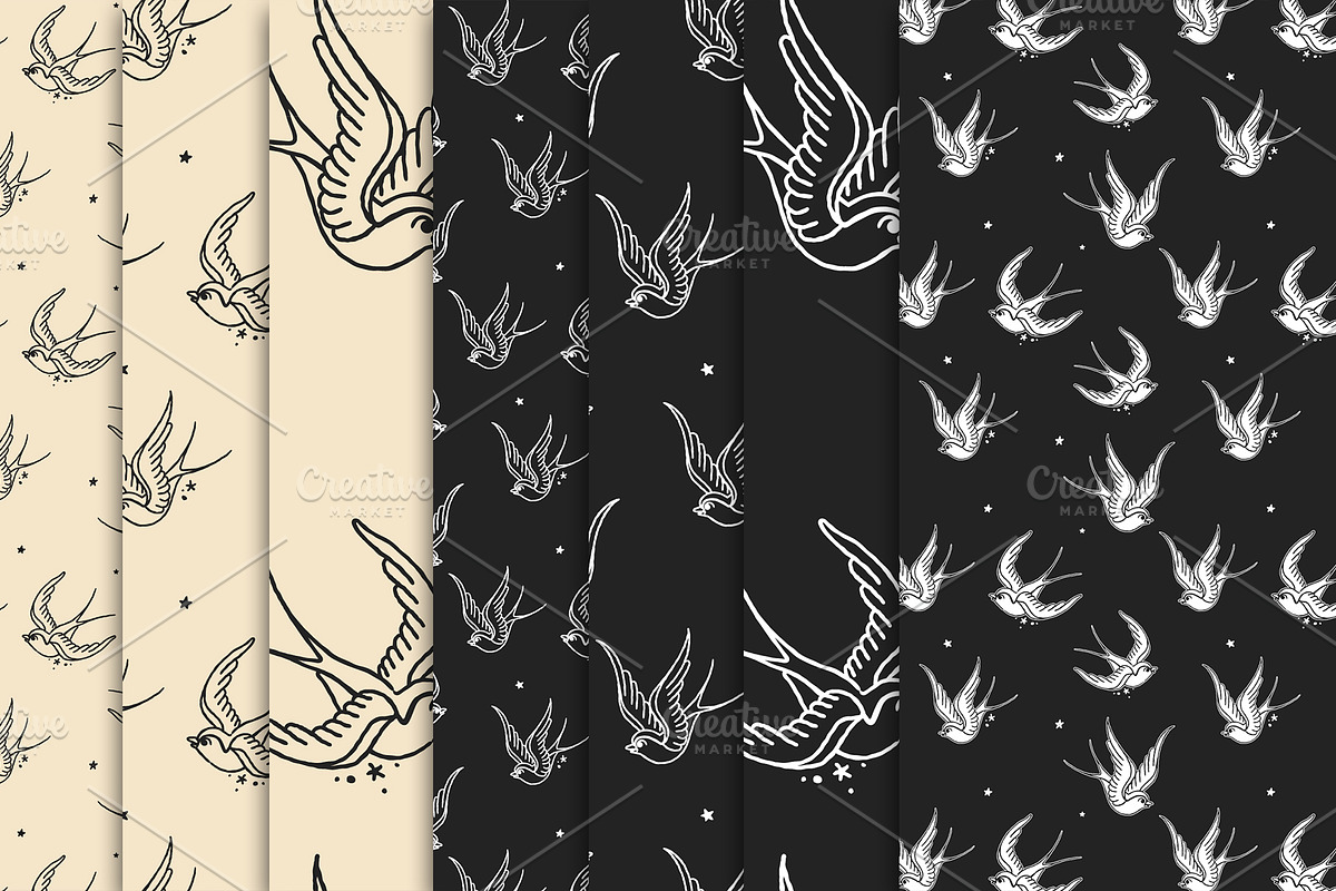 Swallow seamless Vector Pattern, a Pattern Graphic by BAD TASTE (Photo 2 of 5)