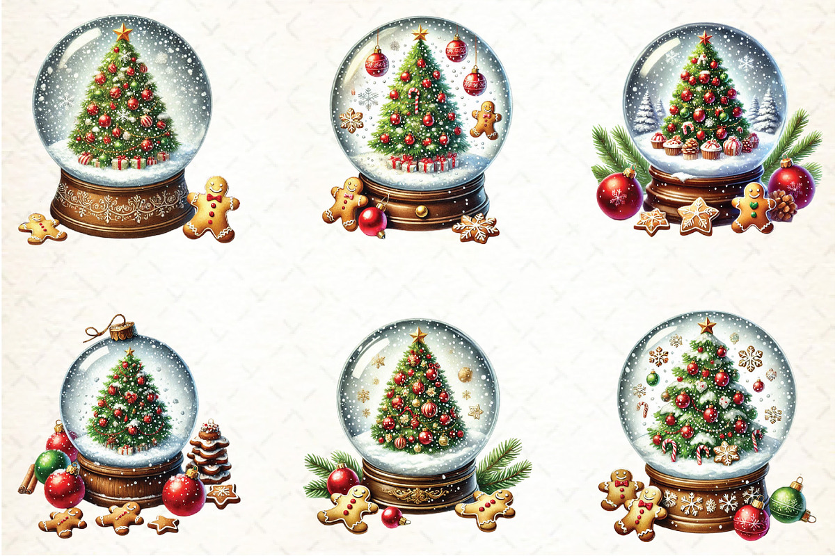 Christmas Snow Globe Clipart, an Illustration by DreamCafeArt (Photo 3 of 5)